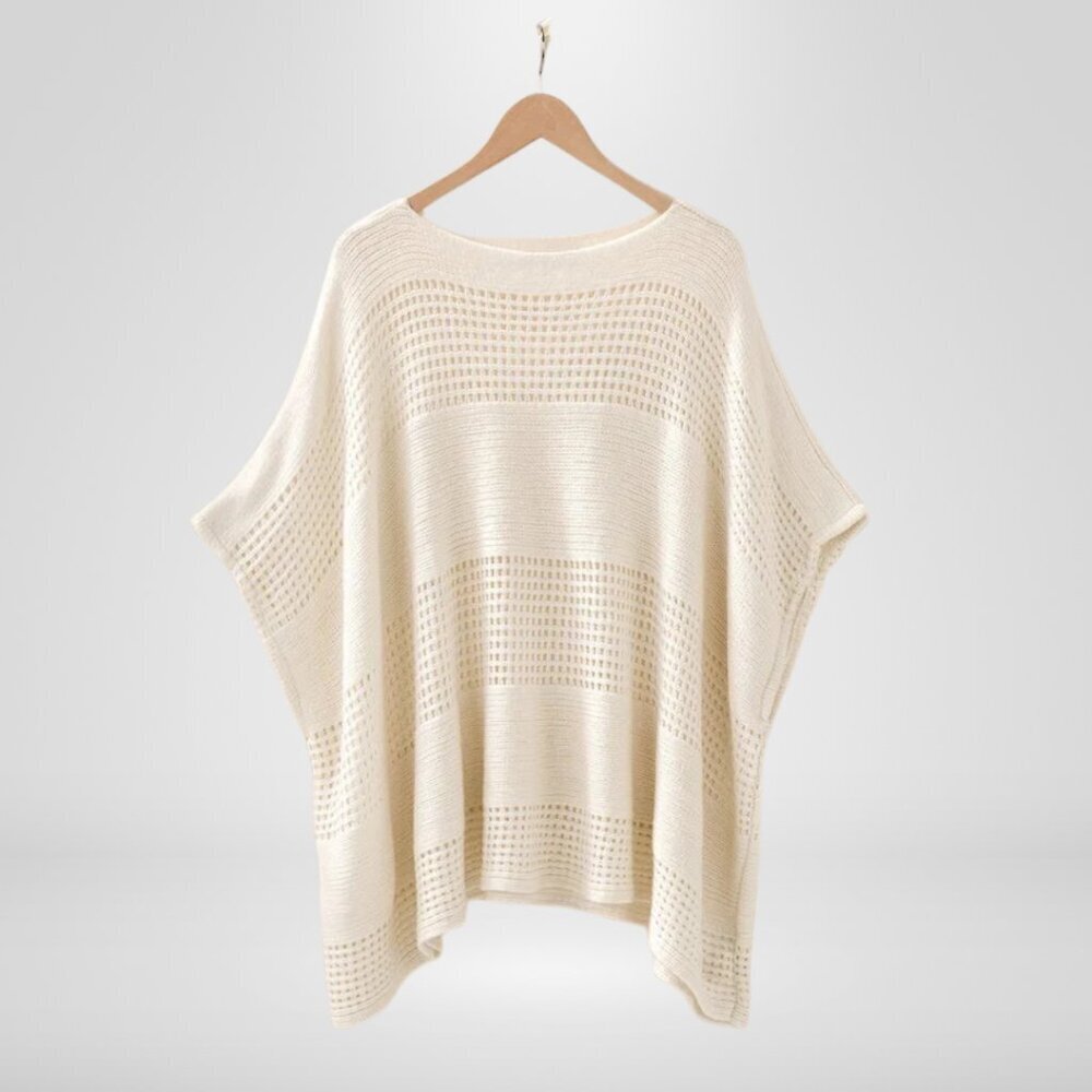 NWT - Effortlessly Relaxed Ivory Knit Poncho - One Size
